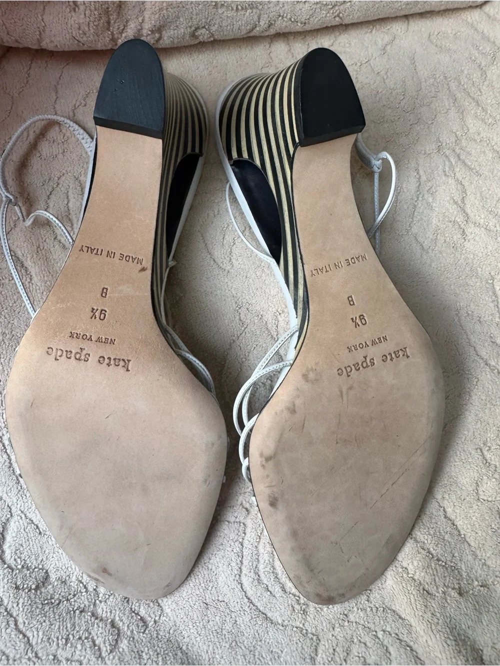 kate spade White Strappy Slingback Heels with Crystal Accent